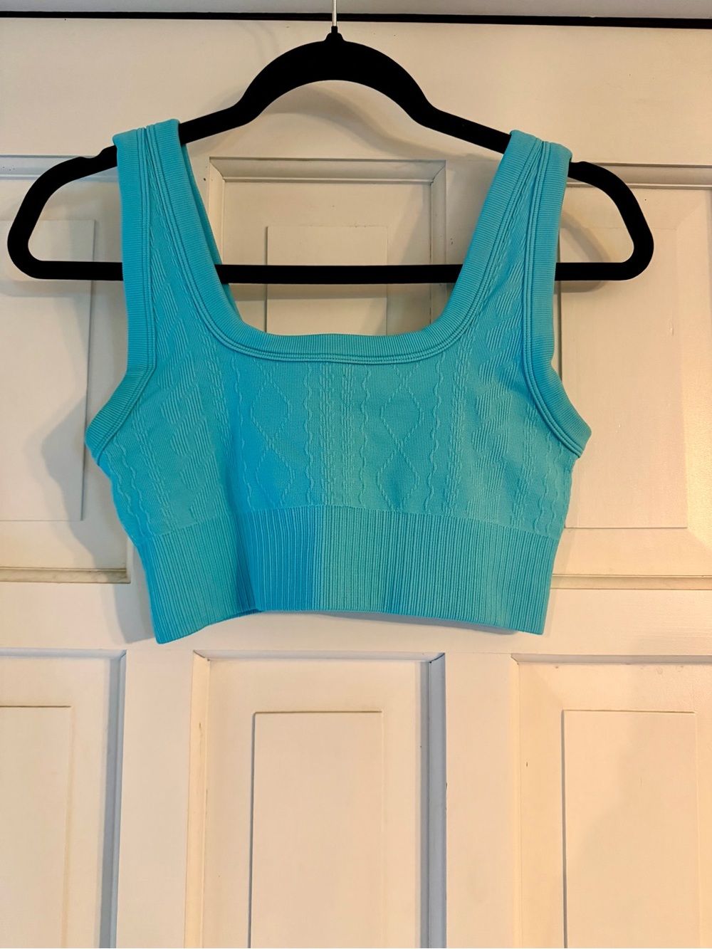 JoyLab Teal Ribbed Square-Neck Crop Tank